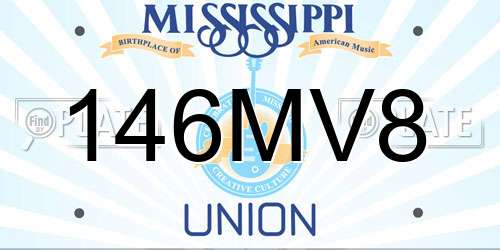 146MV8 Mississippi License Plate