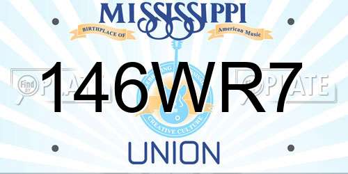 146WR7 Mississippi License Plate