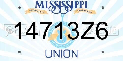 14713Z6 Mississippi License Plate