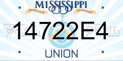 14722E4 Mississippi License Plate