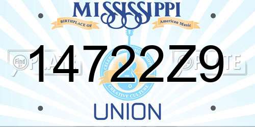 14722Z9 Mississippi License Plate