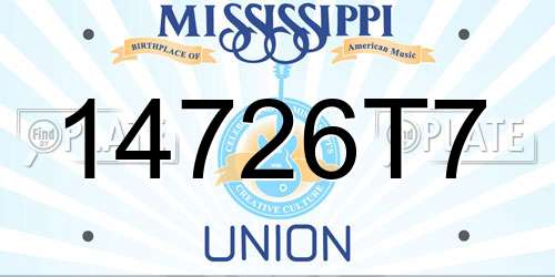 14726T7 Mississippi License Plate