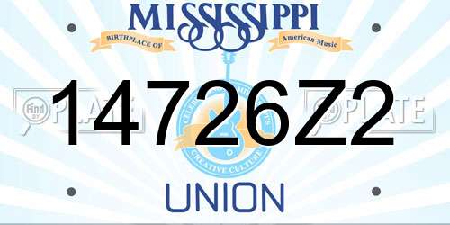 14726Z2 Mississippi License Plate