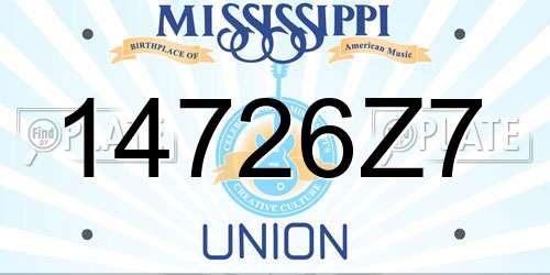 14726Z7 Mississippi License Plate