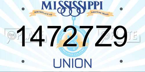 14727Z9 Mississippi License Plate