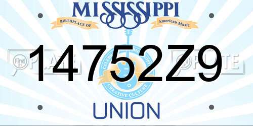 14752Z9 Mississippi License Plate