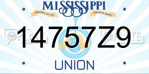 14757Z9 Mississippi License Plate