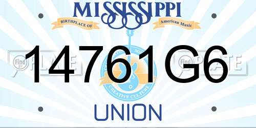 14761G6 Mississippi License Plate