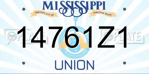 14761Z1 Mississippi License Plate
