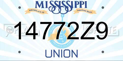 14772Z9 Mississippi License Plate