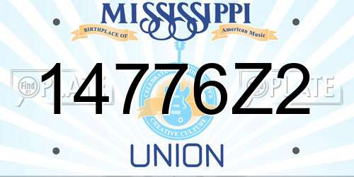 14776Z2 Mississippi License Plate