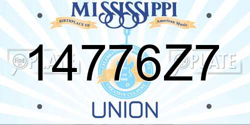 14776Z7 Mississippi License Plate