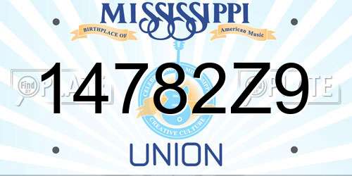 14782Z9 Mississippi License Plate