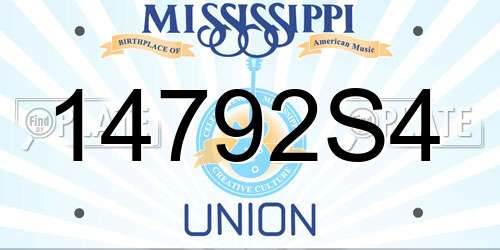 14792S4 Mississippi License Plate