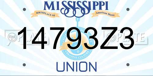14793Z3 Mississippi License Plate