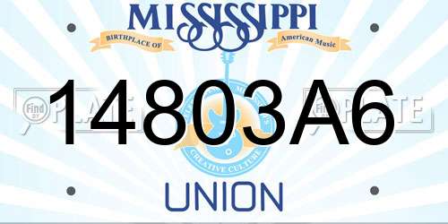14803A6 Mississippi License Plate