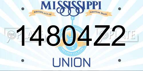 14804Z2 Mississippi License Plate