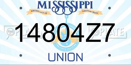 14804Z7 Mississippi License Plate