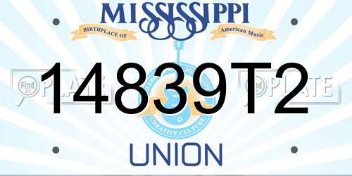 14839T2 Mississippi License Plate