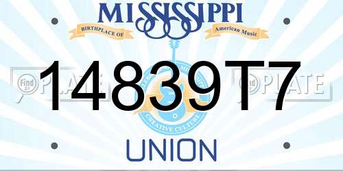 14839T7 Mississippi License Plate