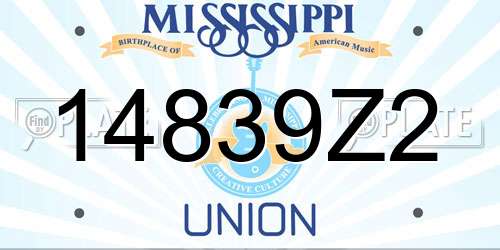 14839Z2 Mississippi License Plate