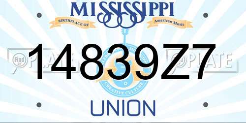 14839Z7 Mississippi License Plate