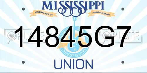 14845G7 Mississippi License Plate