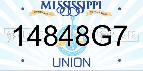14848G7 Mississippi License Plate