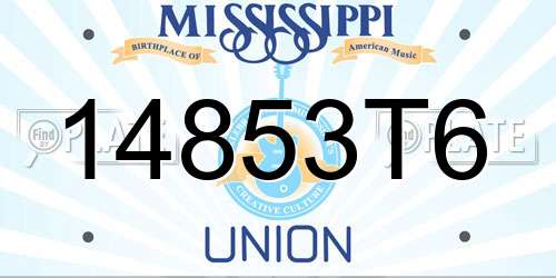 14853T6 Mississippi License Plate