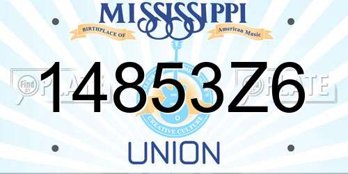 14853Z6 Mississippi License Plate