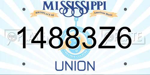 14883Z6 Mississippi License Plate