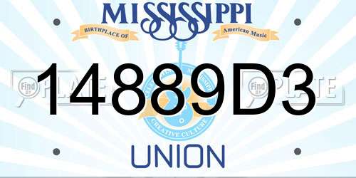 14889D3 Mississippi License Plate