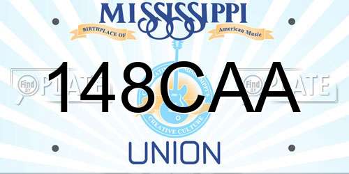 148CAA Mississippi License Plate