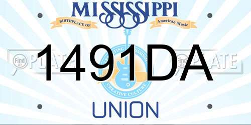 1491DA Mississippi License Plate