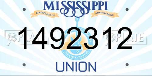 1492312 Mississippi License Plate