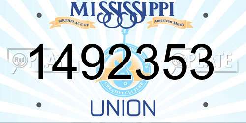 1492353 Mississippi License Plate
