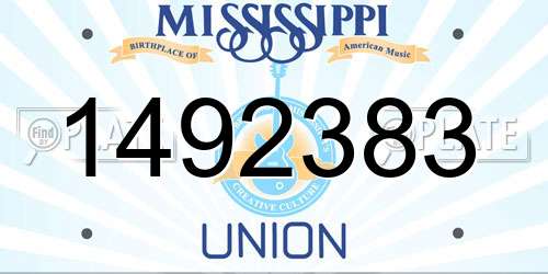 1492383 Mississippi License Plate