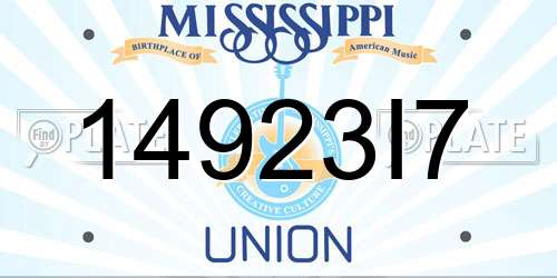 14923I7 Mississippi License Plate