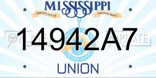 14942A7 Mississippi License Plate