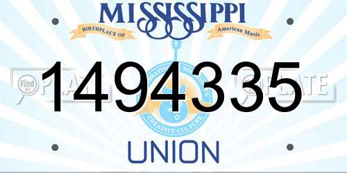 1494335 Mississippi License Plate