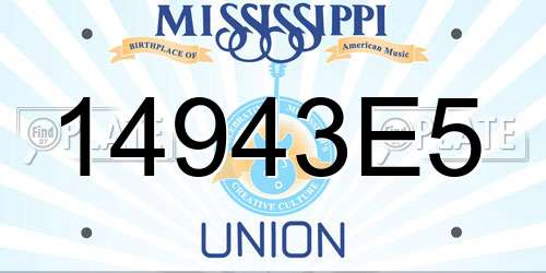 14943E5 Mississippi License Plate