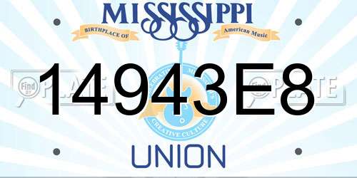 14943E8 Mississippi License Plate