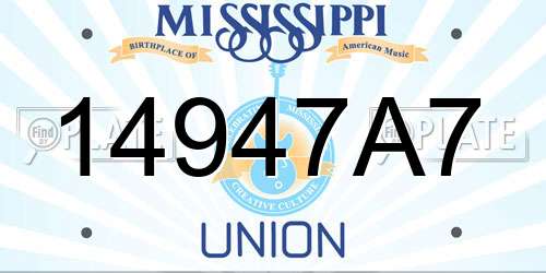 14947A7 Mississippi License Plate