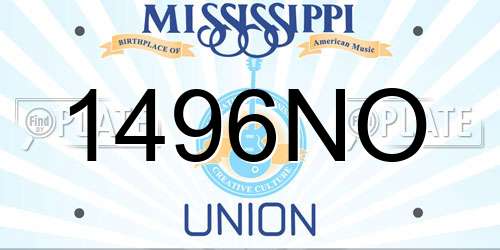 1496NO Mississippi License Plate