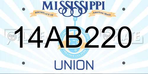 14AB220 Mississippi License Plate