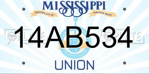 14AB534 Mississippi License Plate