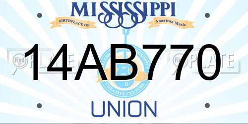 14AB770 Mississippi License Plate