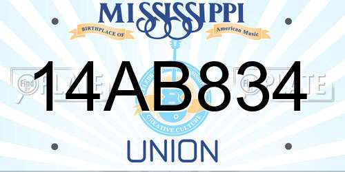 14AB834 Mississippi License Plate
