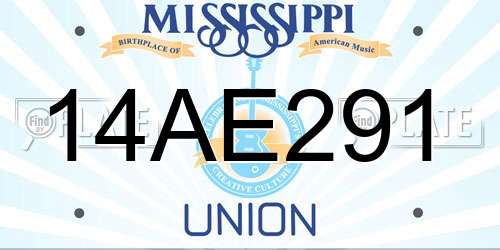 14AE291 Mississippi License Plate