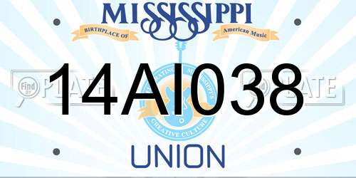 14AI038 Mississippi License Plate